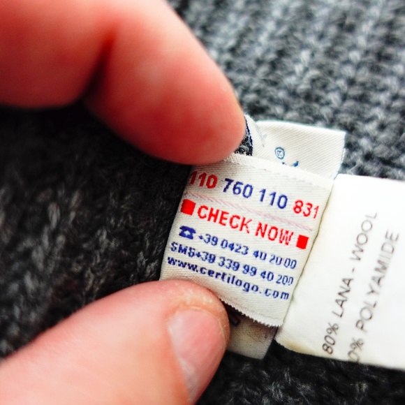 Moncler Wool Mittens Gloves Mens MEDIUM Grey Stripe Authentic Retro Vintage - Picture 7 of 9